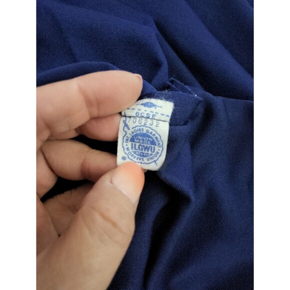 Vintage Pat Richards Sz Small Navy Blue Maxi Dress Gold Trim Embroidered Eagle - Picture 11 of 11